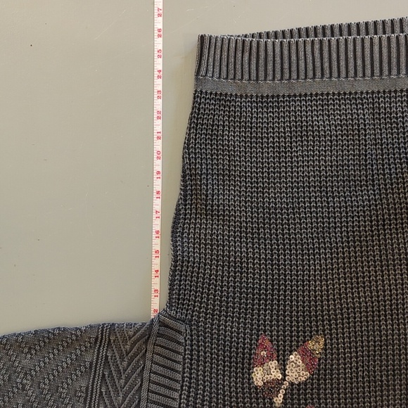 Maude Vivante Sweater Knit Sequins Rhinestones Gray size Large 100% Cotton - Picture 10 of 10